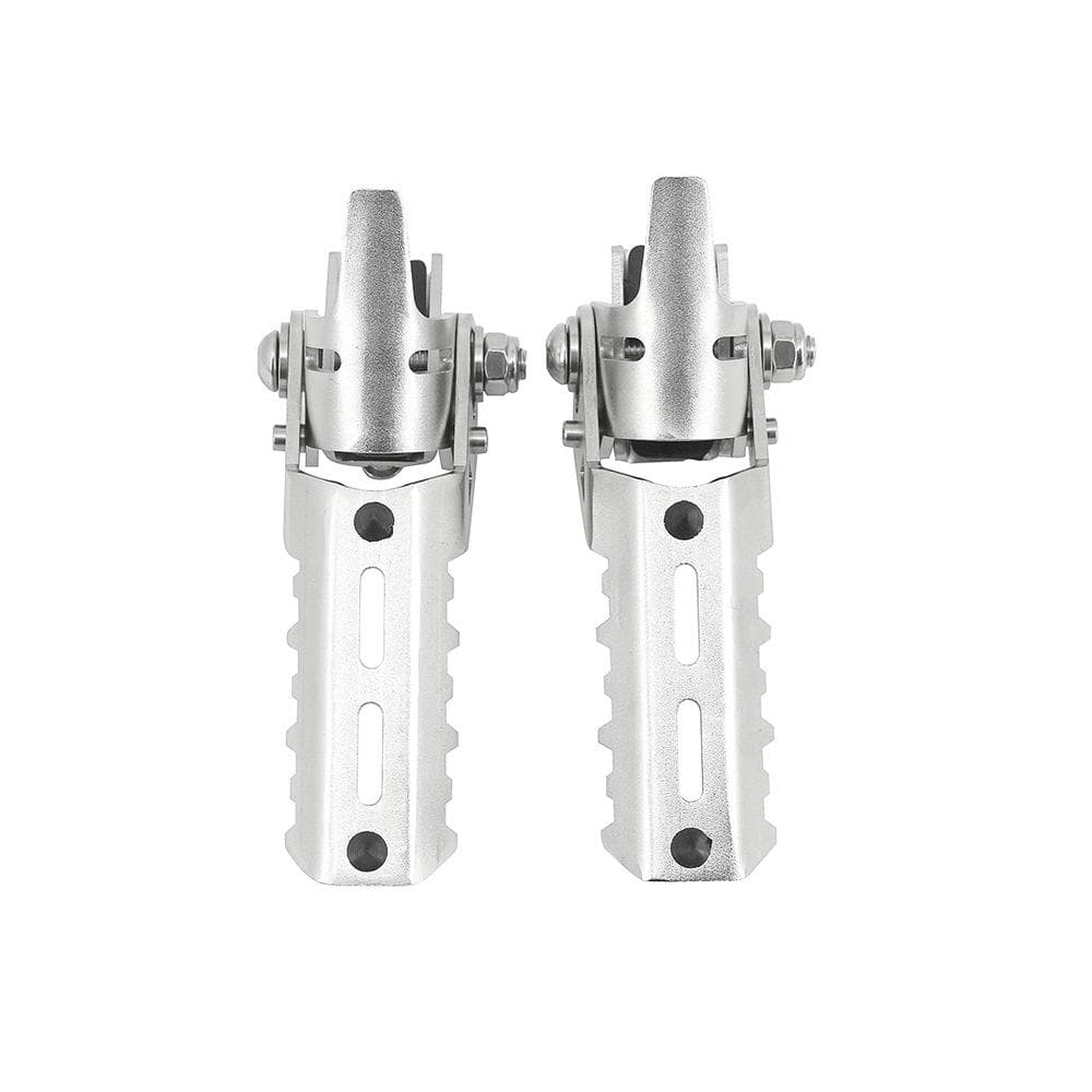 Motorcycle Highway Front Foot Pegs Folding Footrests Clamps Foot Rest Pedals 22-25mm Replacement silver