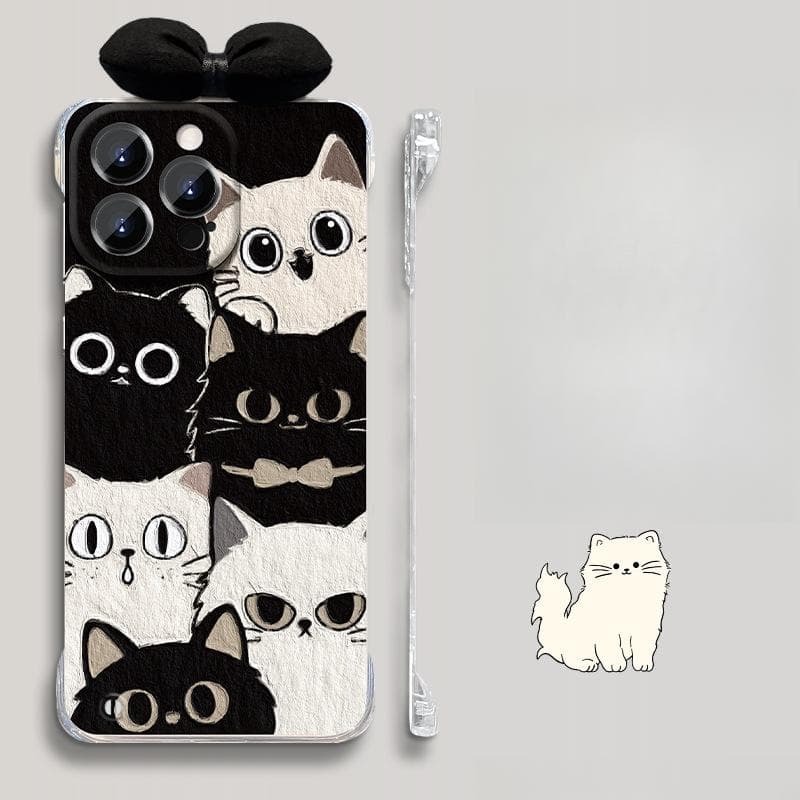 Cartoon Puppy Bow Bracket Suitable for Apple 14 Mobile Phone Case 13PROMAX Transparent Frameless 12 Ultra-thin XR Honor 50 Pro