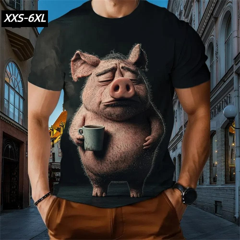 XXS-6XL Plus Size T-Shirts for Men Funny Cartoon Animal 3D Print Short Sleeve Tops Tees Summer Men's Casual Clothing Pullover 3XL