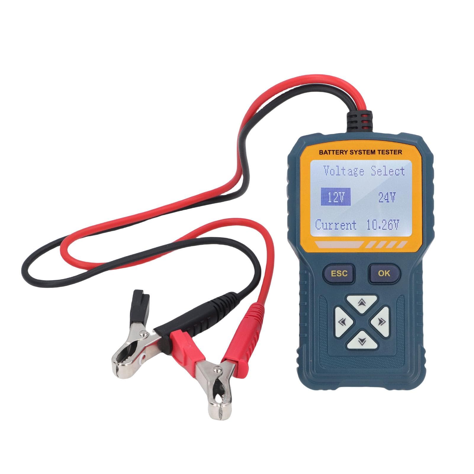 12V 24V Battery Tester Digital Display Quick Response Battery System Tester with Back Bracket