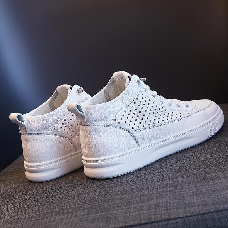 Top Layer Cowhide High-top Genuine Leather Small White Shoes for Women In New All-match Flat Bottom Casual Korean Style Sneakers for Women 40