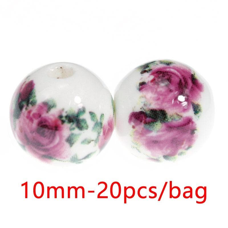 Charm Round Ceramic Bead Loose Beads for Crafts Diy Bracelet Nacklace Curtain and Jewelry Making Beaded Handmade Material 8mm-26pcs/bag purple/pink