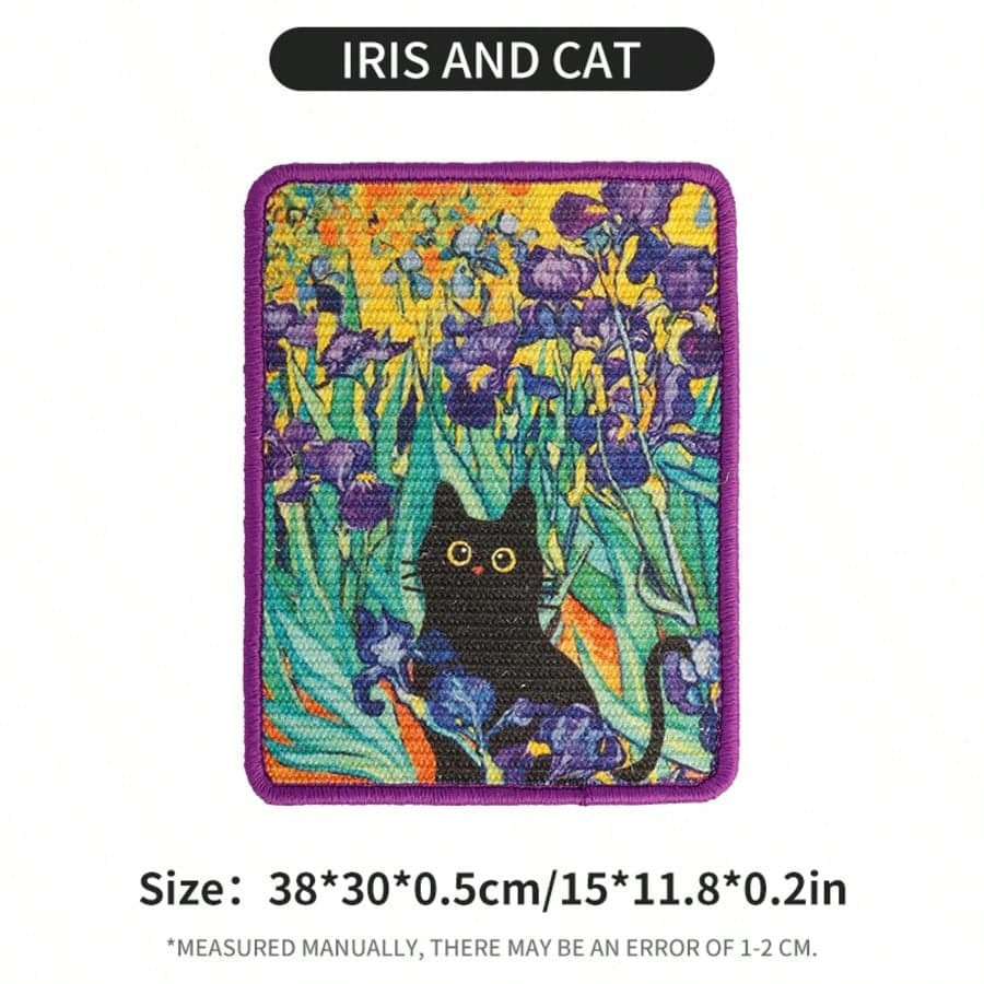 New Jute Painting Cat Scratching Board, Starry Sky Cat Painting Scratching Pad, Durable Cat Toy Iris and Cat