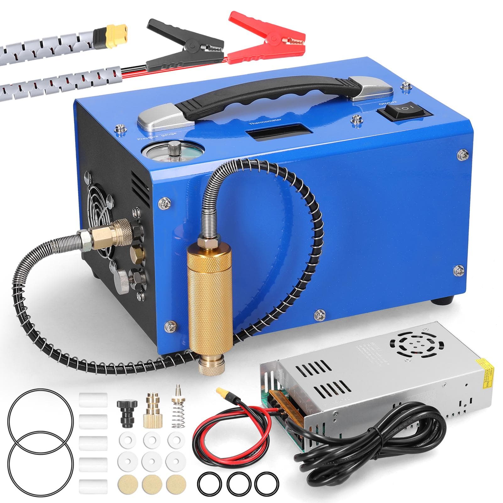 4500PSI Electric High Pressure Air Compressor with Barometer Intelligent Portable Automatic EU Plug