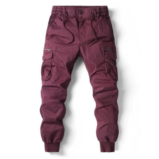 Cargo Pants Men Jogging Casual Pants Cotton Full Length Military Mens Streetwear Mens Work Tactical Trousers Plus Size 34 wine red