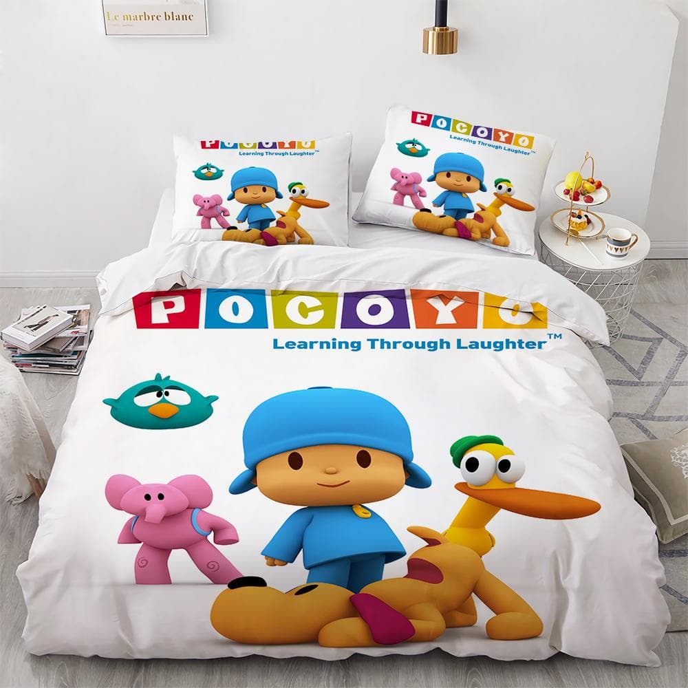Pocoyo's Bedding Set 3D Printed Duvet Cover&Pillowcase 2/3 Pcs Double Full Queen King Quilt Cover Home Textiles Children's gifts 155x220cm-3pcs