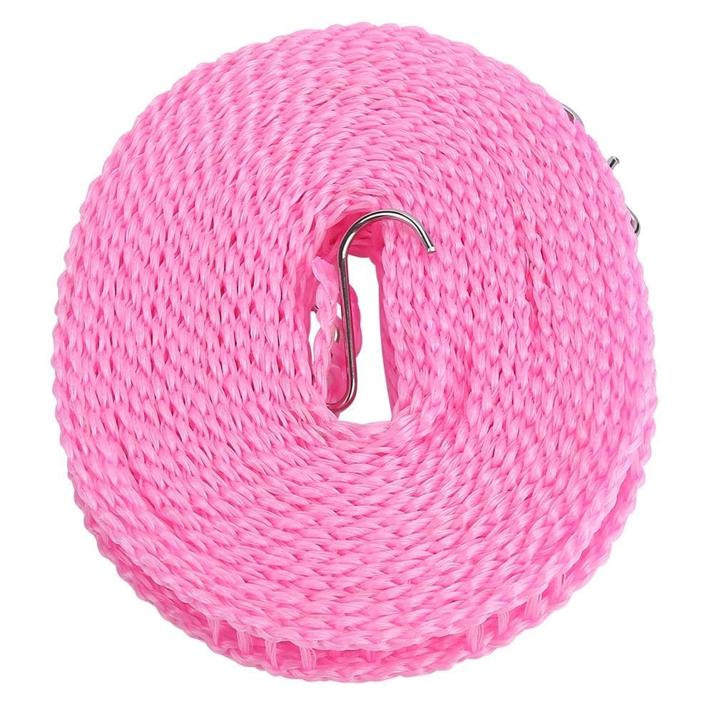 Portable Outdoor Clothes Line Clothesline Anti skid Laundry Drying Rope 5 M Thickened (Pink) pink