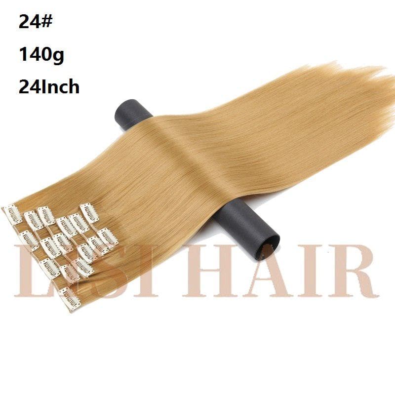 Hair Extension Synthetic Straight Hair Clips For Women Pure Color 150g High Temperature Fiber