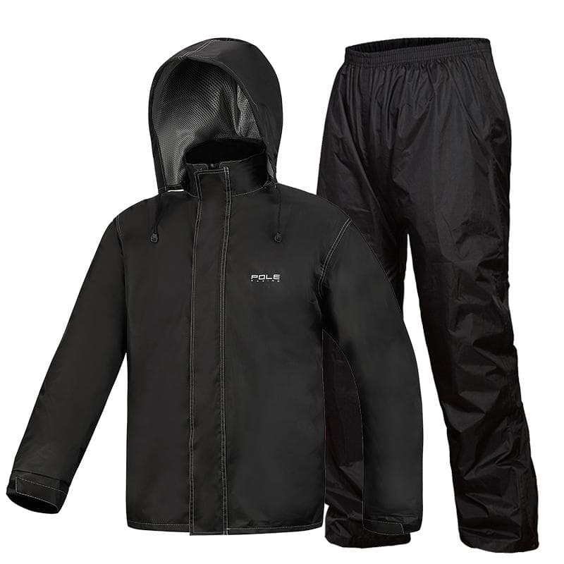 Rain Suit Waterproof Cycling Rain Cover Jacket & Trousers Unisex Hiking Raincoat Pants Rainwear for M black