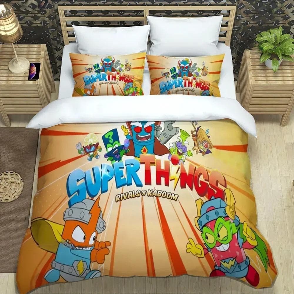 Cute cartoon Super Zings Bedding Sets exquisite bed supplies set duvet cover comforter set bedding set luxury Birthday Gift 135X200cm 2pcs
