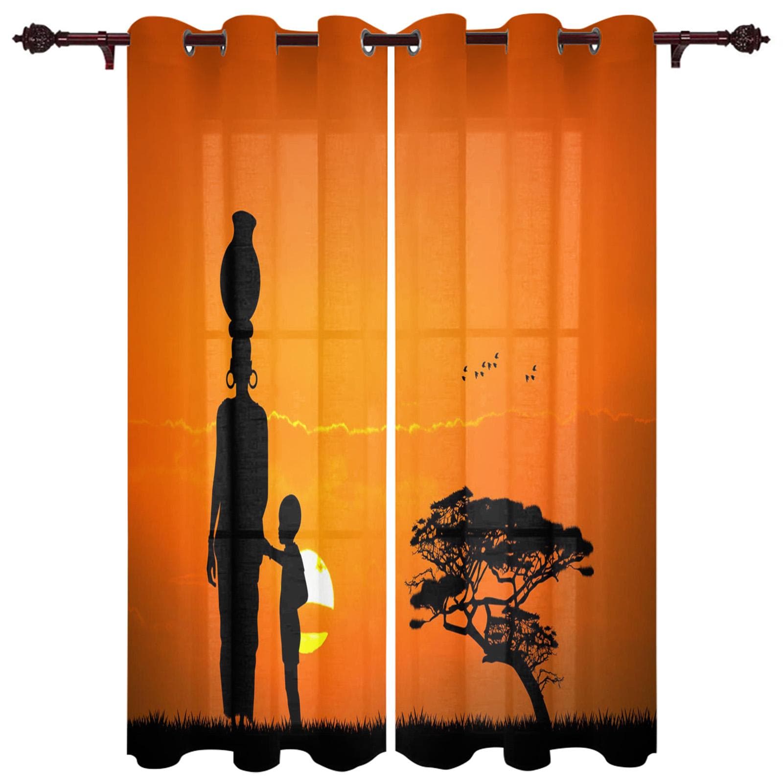 Modern Window Curtains African Style Luxury Fashion Curtains for Living Room Bedroom Kitchen Drapes 135W x 245H(cm) x1
