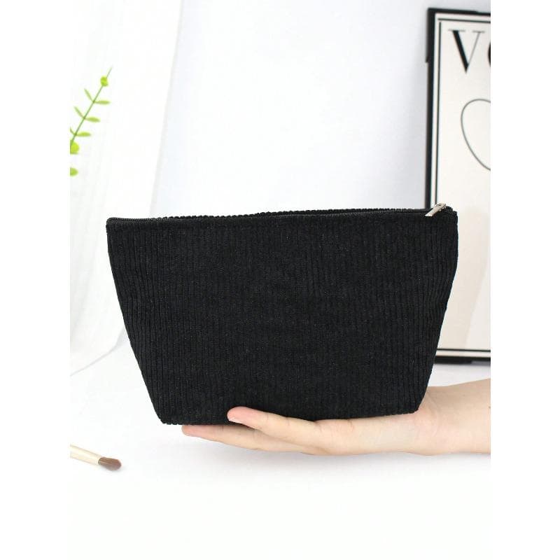 1Pc Fashionable & Simple Portable Cosmetic Makeup Tool Organizer Suitable For Women & Girls Travel Makeup Bag Makeup Pouch Skincare Bag Toiletry Bag black