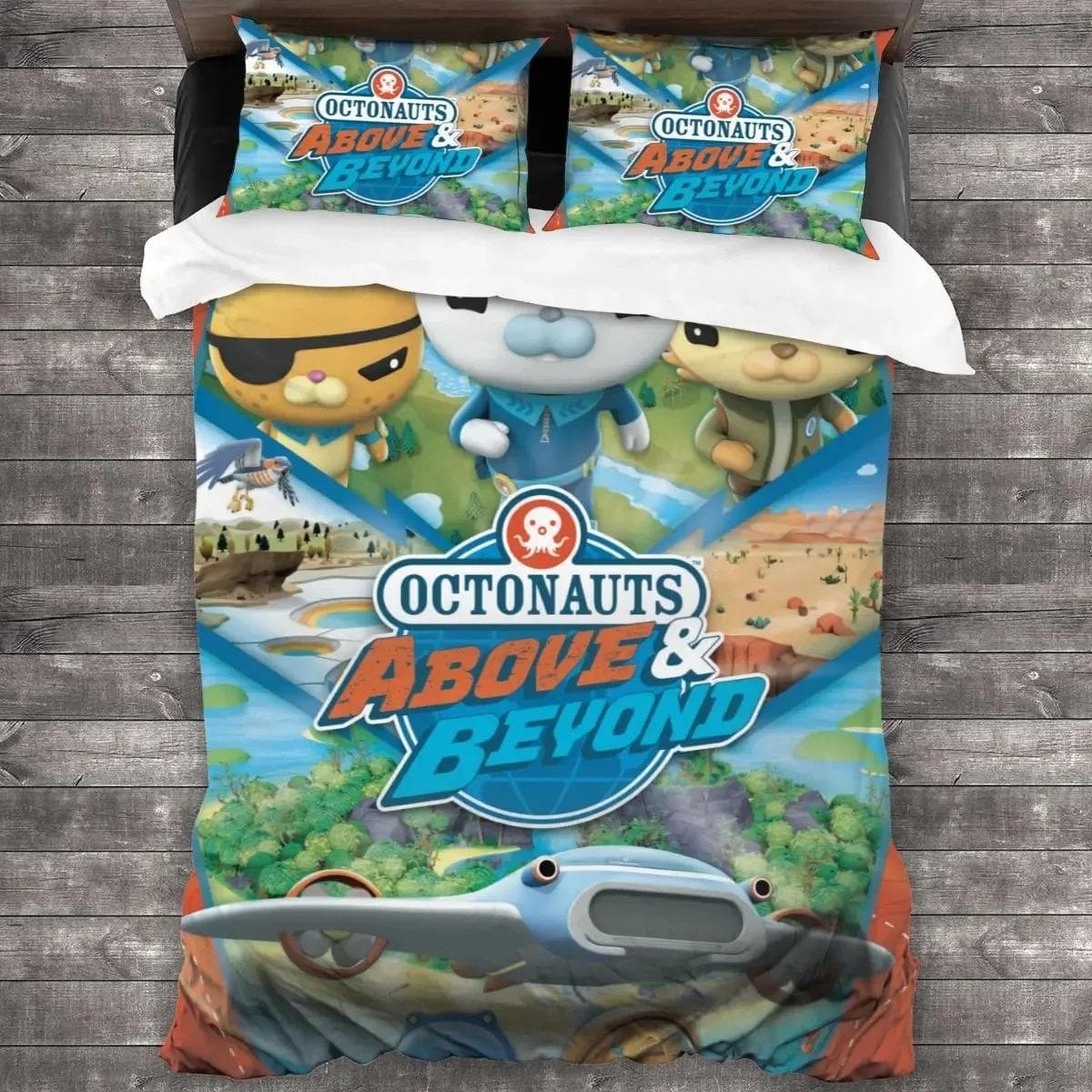 Cartoon Octonauts Bedding Set Duvet Cover Bed Set Quilt Cover Pillowcase Comforter king Queen Size Boys Adult Bedding Set AU Single 140x210cm
