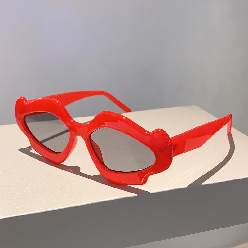 KAMMPT Vintage Flower Sunglasses for Women Stylish Irregular Shape Gradient Shades Trendy Luxury Party Eyewear as picture shows
