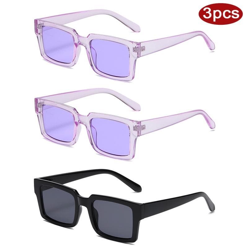 3pcs Jelly Color Square Sunglasses Women Casual Small Frame UV400 Sun Glasses Fashion Travel Eyewear Brand Design