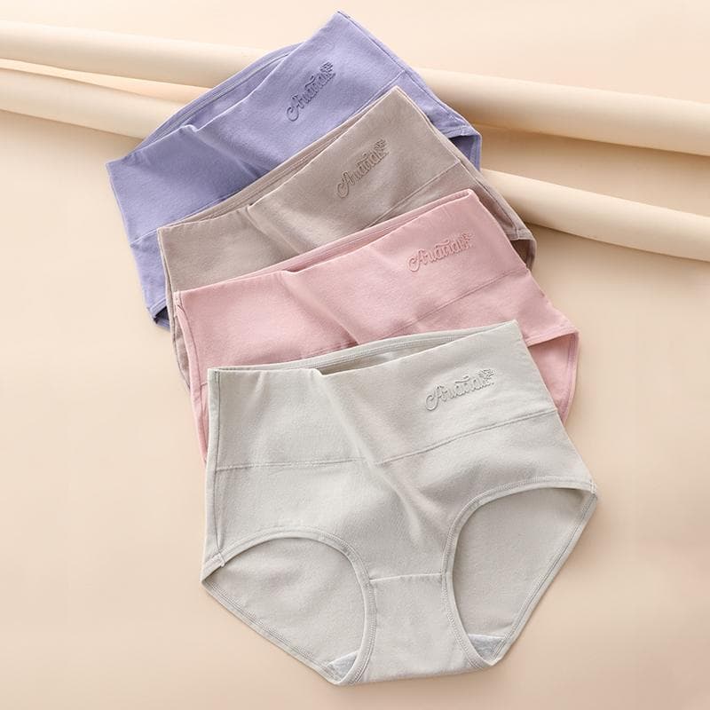 4Pcs Cotton Women Panties Good Luck Red Underwear Breathable Underpants Plus Size Panty High Waist Body Slimming Female Briefs XL