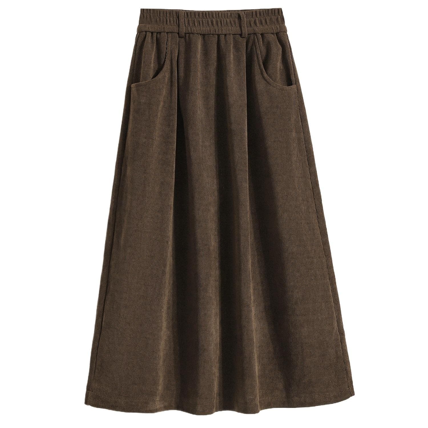New Corduroy Skirt for Women In Autumn and Winter, Mid-length Style, Slimming and Fat MM Elastic Waist Pleated Skirt L