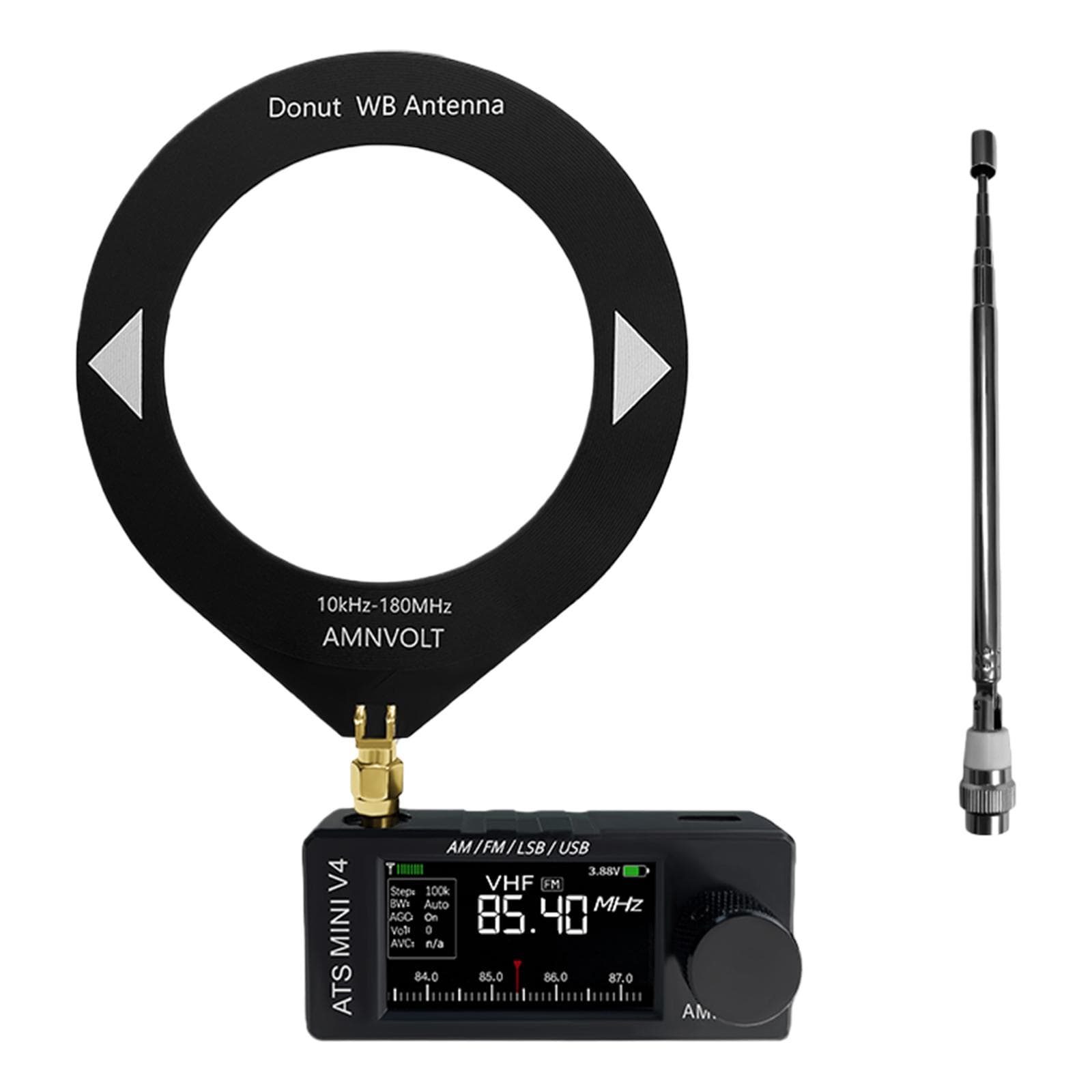 AMNVOLT V4 ATS MINI Pocket Radio SI4732 Full Band DSP (FM/AM/SSB/LSB/USB) Built-in High-Impedance Headphone Amplifier Circuit
