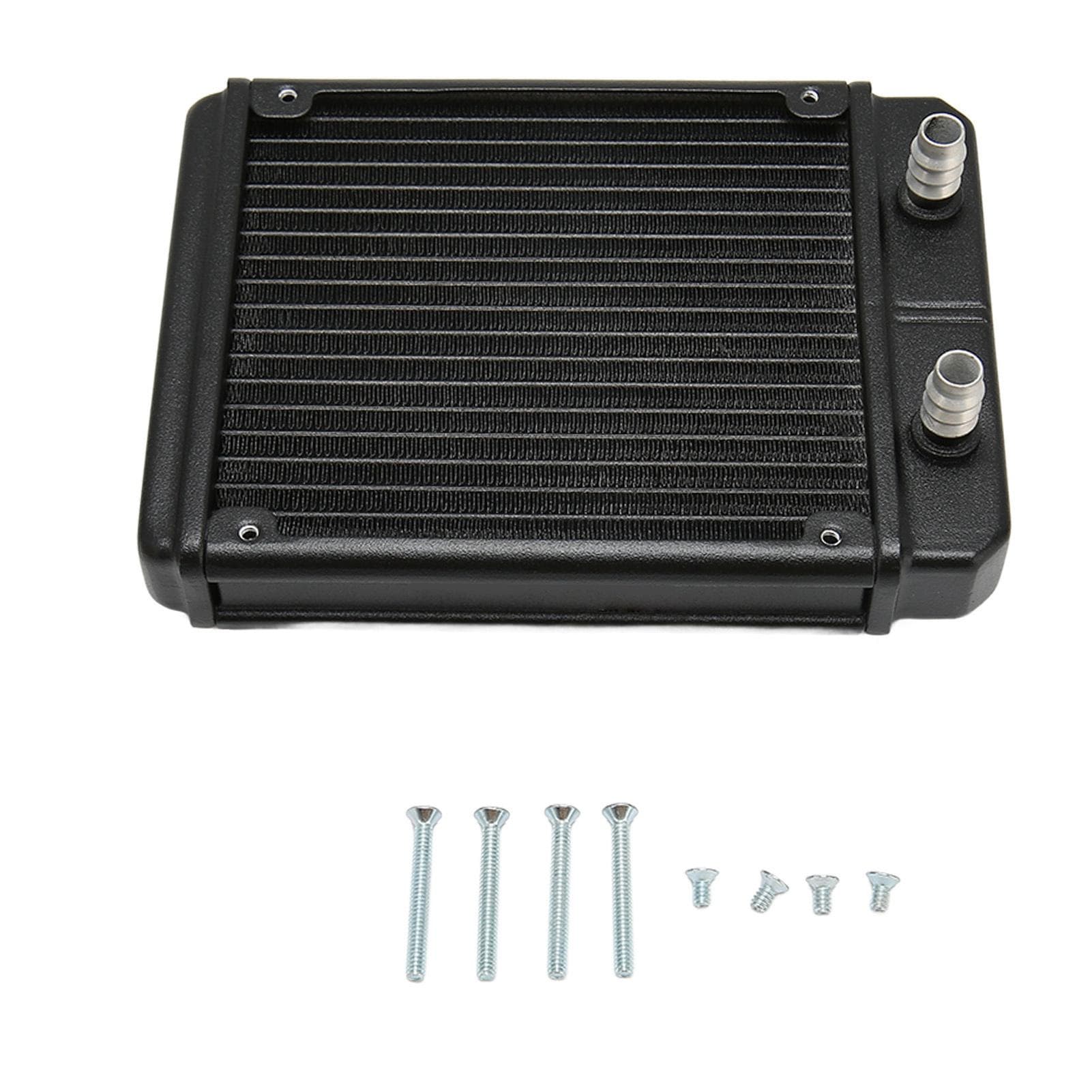 Water Cooling Radiator Frosted 18 Tubes 159x119x 27mm Black Oxide Lacquer Metal 12V Heat Exchanger