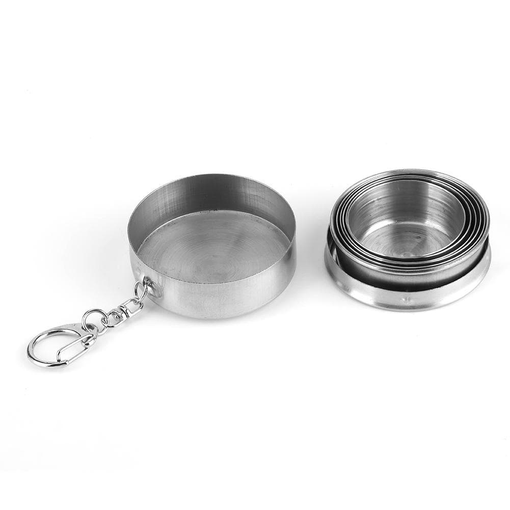 Stainless Steel Collapsible Cup Portable Travel Retractable Folding Cup Camp with Keychain for