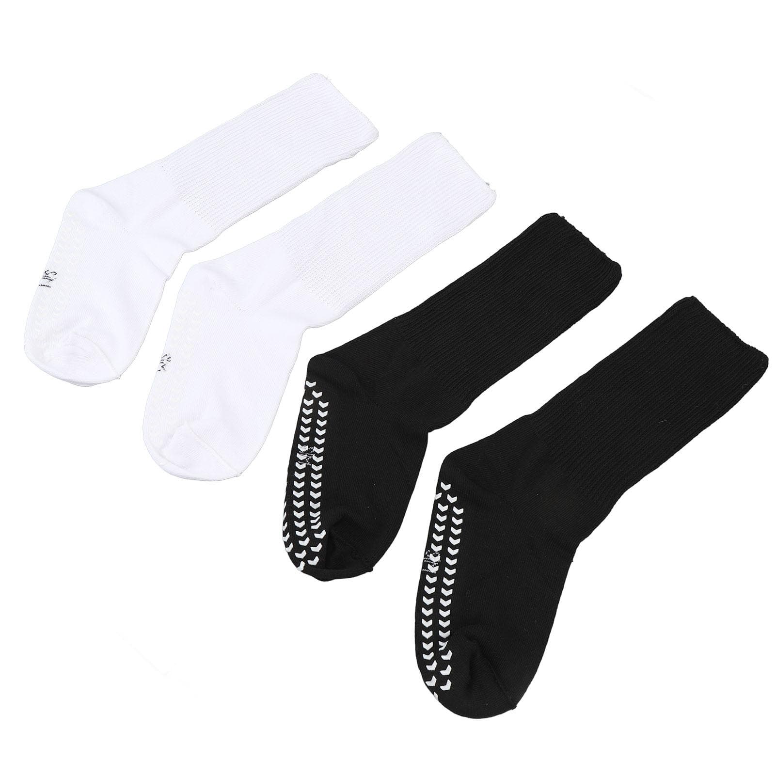 2pairs Wide Socks with Grips Elastic High Stretch Non Slip Loose Fit Socks Black White L XL L XL
