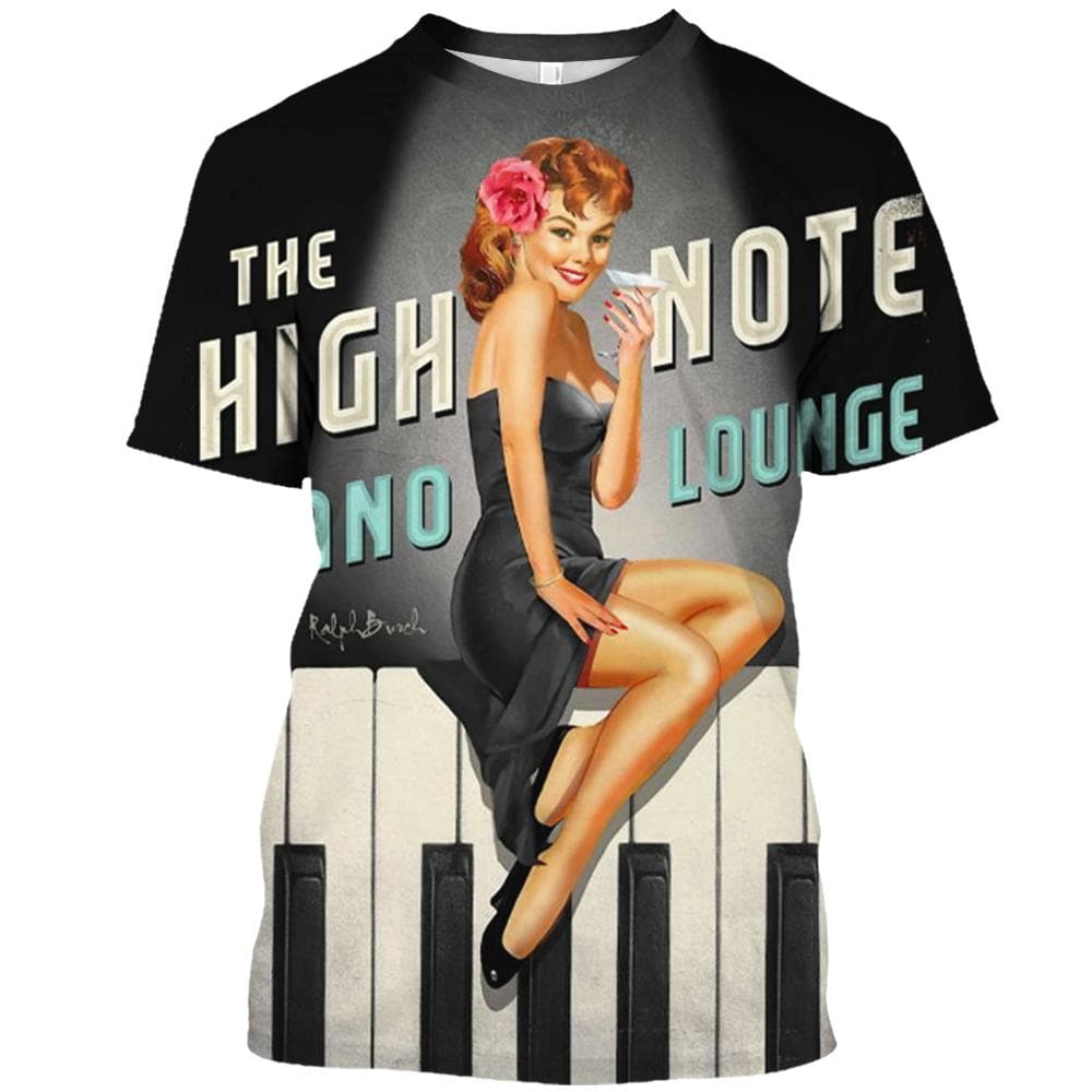 Summer Fashion Retro Sexy Girl graphic t shirts For Unisex Europe and America Trend Casual Men Fun Printed Round Neck Tees M