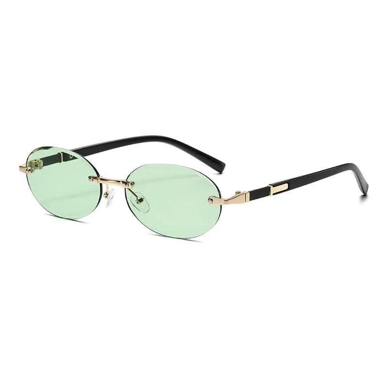 Personalized Oval Sunglasses Retro Metal High-end UV400 Frameless Trimming Traveling for Women Men
