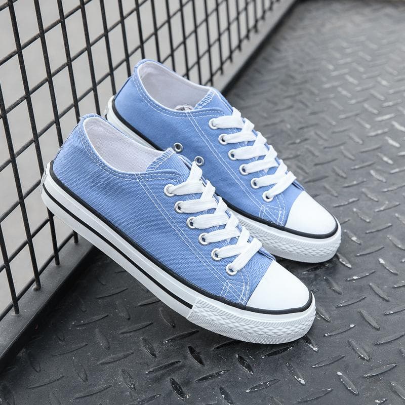 Fashion Canvas Shoes Couples Students Sports Solid Color Canvas Shoes 44 light blue