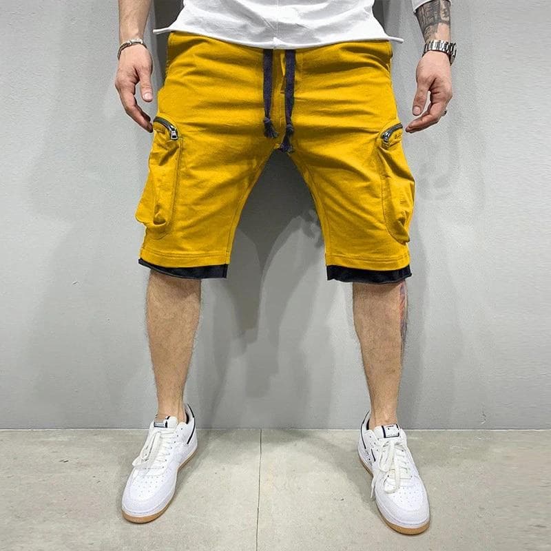 Men's Summer Loose Shorts Jogging Shorts Casual Fitness Street Shorts XL yellow