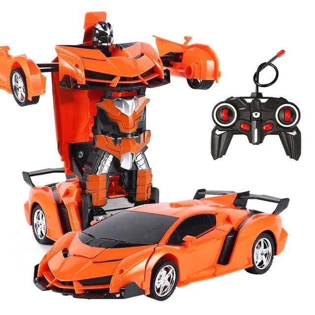 Electric RC Car 2 In 1 Transformation Robots Sports Vehicle Model Robots Boys Toys Remote Cool RC Deformation Cars Kid Toy Gifts orange