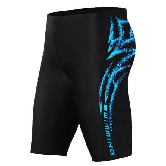 Men Swimming Trunks Elastic Soft Quick Dry Breathable Slim Fit Color Matching Mid Waist Bathing Boxers Surfing Water Sports Swimming Shorts L blue