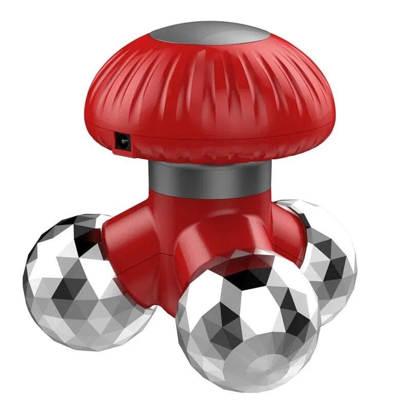 Electric Handheld Vibrating Massager 3 Kneading Massage Heads For Body Shoulder Neck Massage Relaxation Mini Massager red