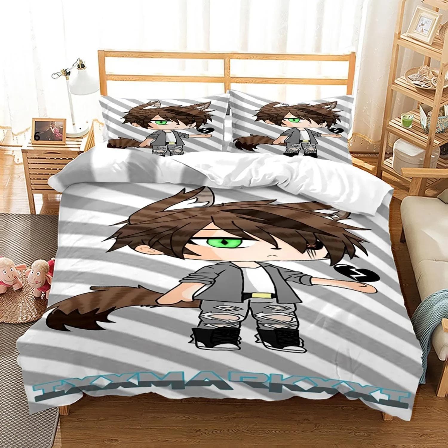 3D Printed Gacha Life 2/3pcs Bedding Set Boys Girls Twin Queen Size Duvet Cover Pillowcase Bed Kids Adult Fashion Home Textile 135X200cm-2pcs