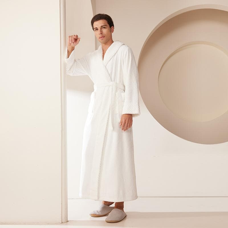 Large Size Autumn Winter Flannel Couple Sleepwear Nightgown Long Robe Kimono Bathrobe Gown Loose Thickened Coral Fleece Homewear M