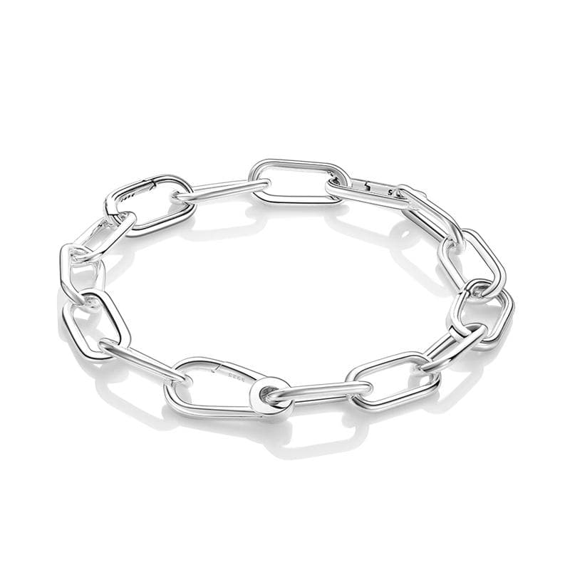 Authentic S925 Silver Snake Chain Clasp Charm Bracelet Fit Original European Bead Pendant Diy 20cm
