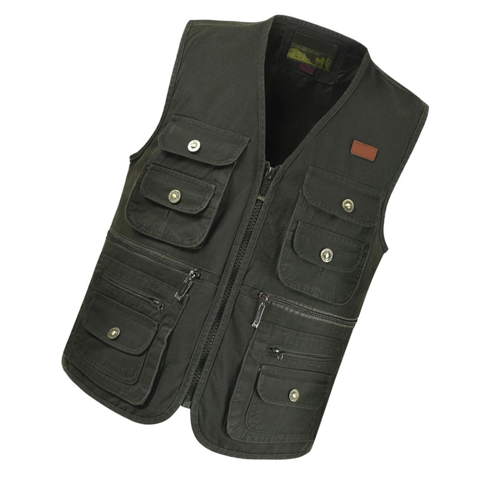 Cargo Vest Multi Pockets Soft Breathable Pure Cotton Smoothing Zipper Fishing Vest for Outdoor
