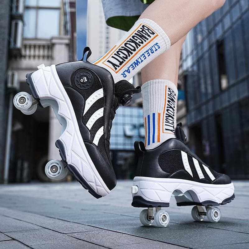 Runaway Shoes Four-wheel Student Children's Roller Skates Boys and Girls Removable Sneakers with Wheels 42