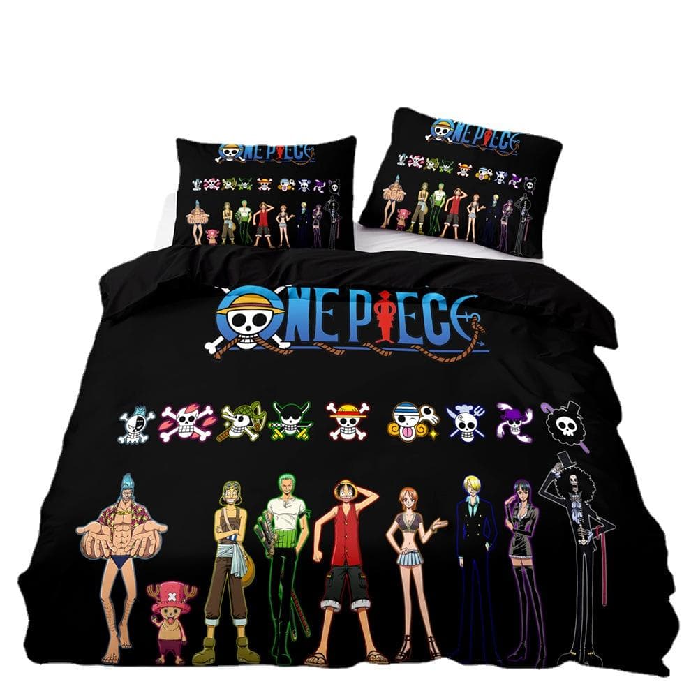 ONE PIECES Bedding Set Monkey Ruffy Duvet Cover 3D Printing Quilt Cover Pillowcase Kids Boys Teenagers Gift Bedroom Decoration 180x210cm-3pcs