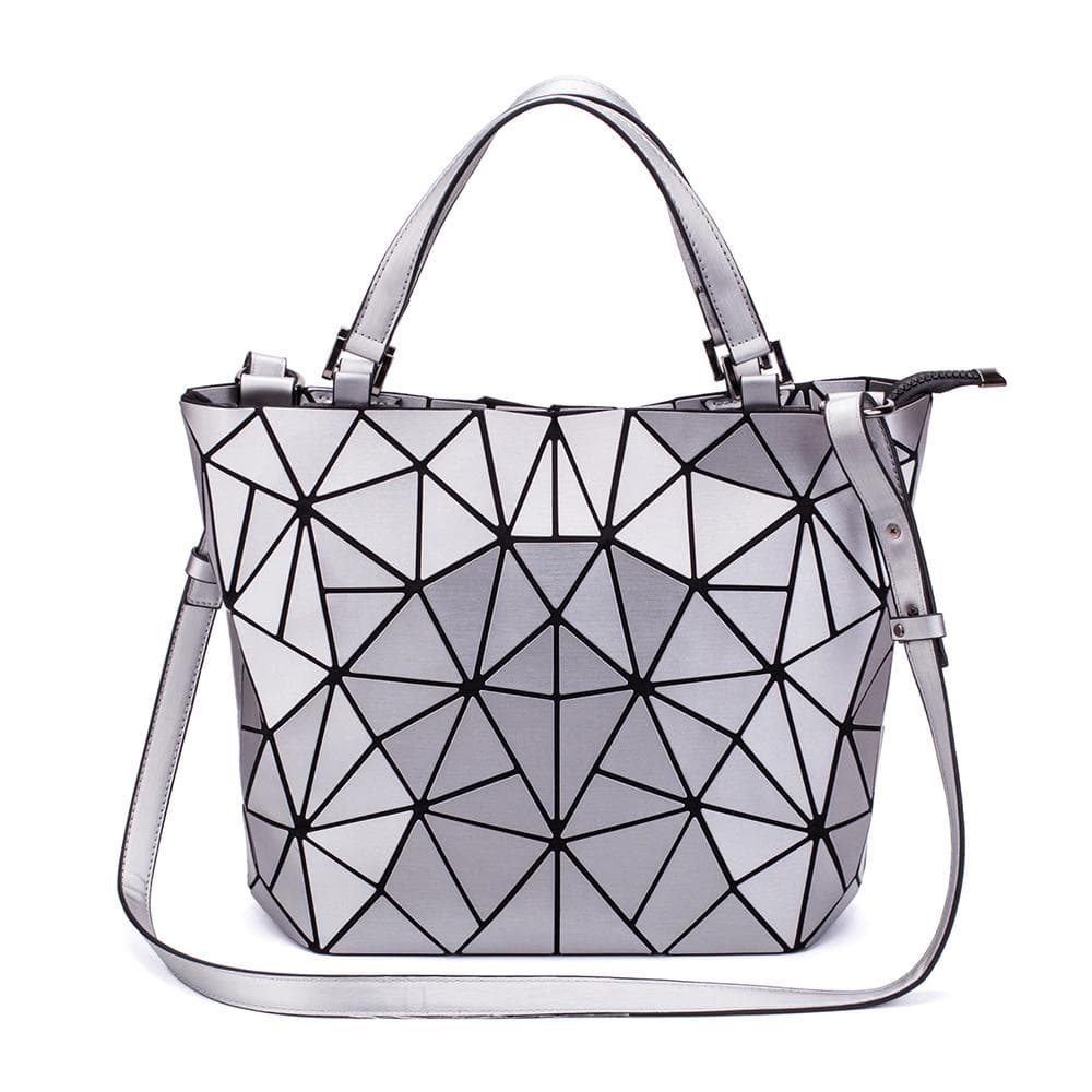 Creative Geometric Diamond Handbags Bucket Women Fashion Luminous Portable Shoulder Messenger Bag silver