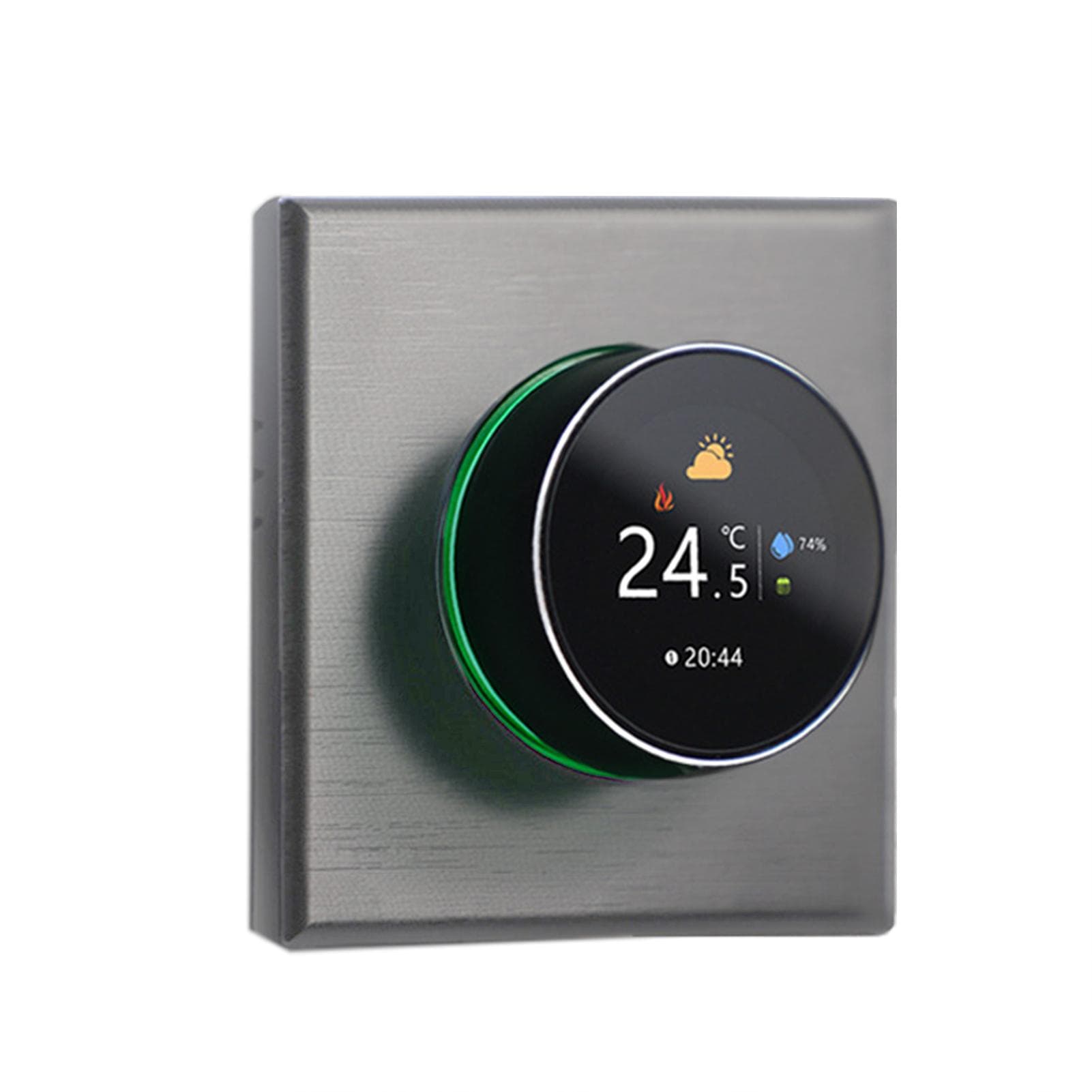 WiFi Smart Thermostat Color Screen Rotary Heating Thermostat with BacklightTemperatureSensorTime Boiler grey
