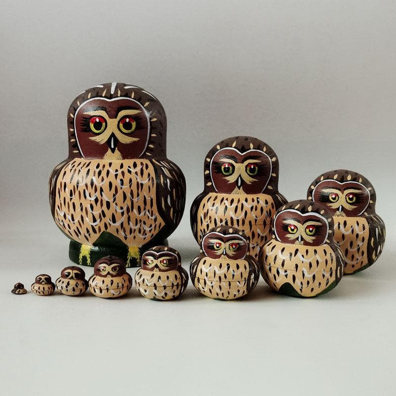10pcs Animal Pattern Wooden Nesting Toys Nesting Dolls Matryoshka Stacking Dolls 15x10x10cm