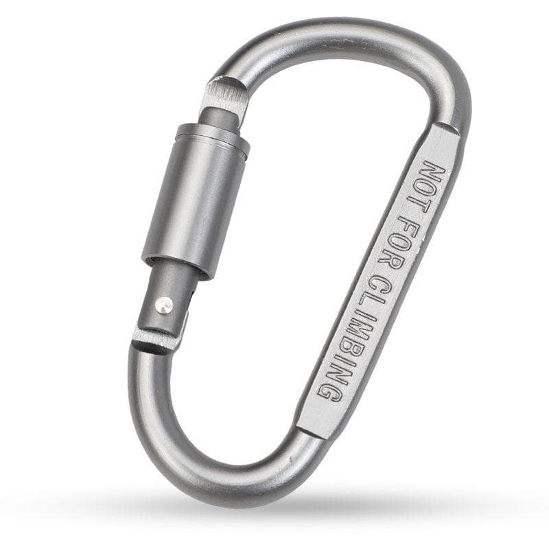 1Pcs D-type Mountaineering Buckle Aluminum Alloy Quick Hook Backpack with External Connection Colored Keychain for Outdoor Camping Hiking grey