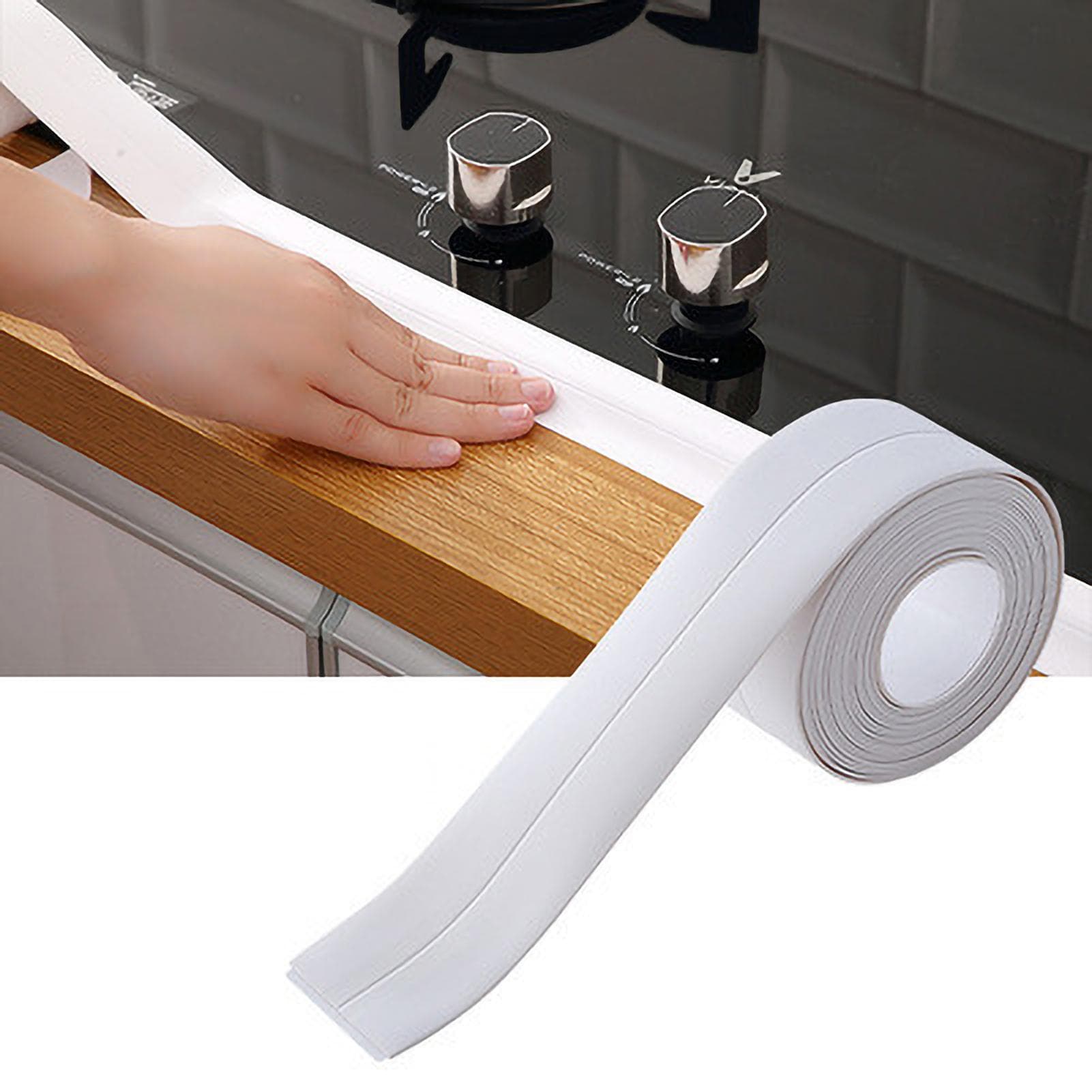 Caulk Strip PVC Self Adhesive Sealing Tape Decorative Sealant Trim Waterproof Edge ProtectorWhite
