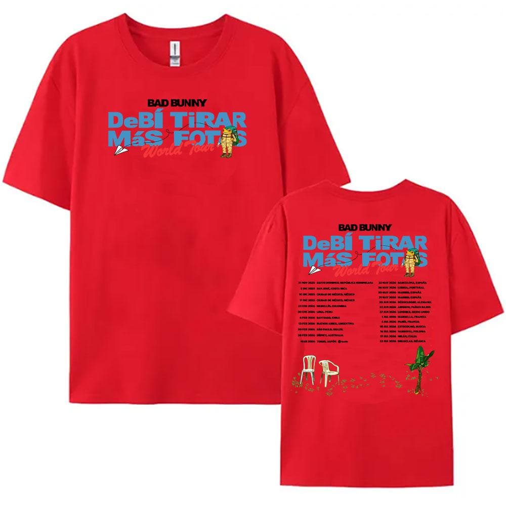 Bad Bunny 2025-2026 World Tour T-shirt Debí Tirar Más Fotos Album NEW Tshirts Short Sleeve Cotton O-neck T Shirt Women Men Clothes XS