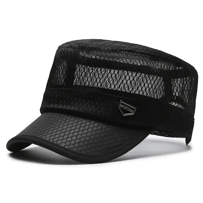 Spring And Summer New Hat Men's Flat Hat Outdoor Leisure Fishing Travel Fashion Men's Middle-Aged Mesh Breathable Sunhat Sun Hat One Size black