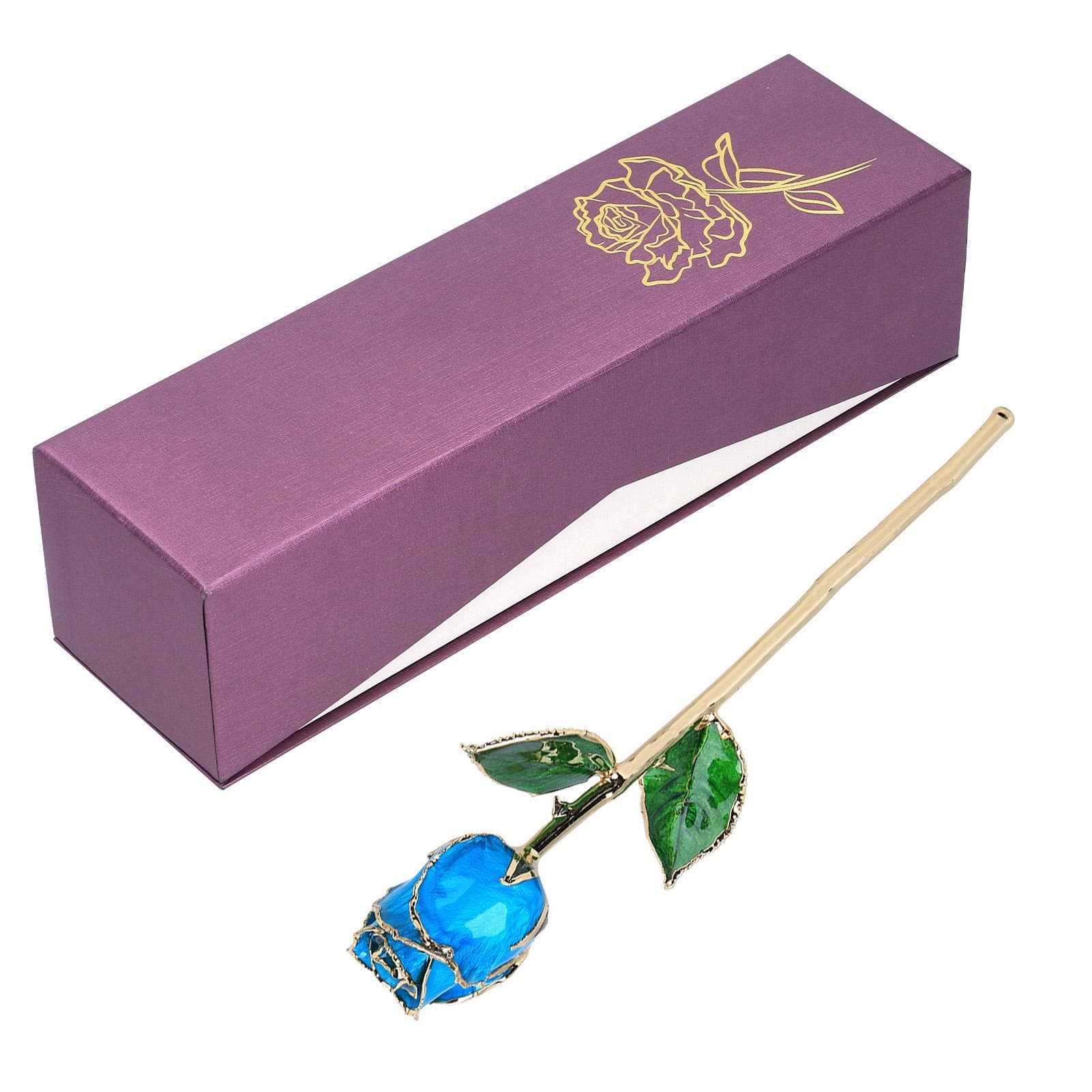24K Gold Plating Rose Flower with Base Gift for Valentines Day Anniversary Wedding