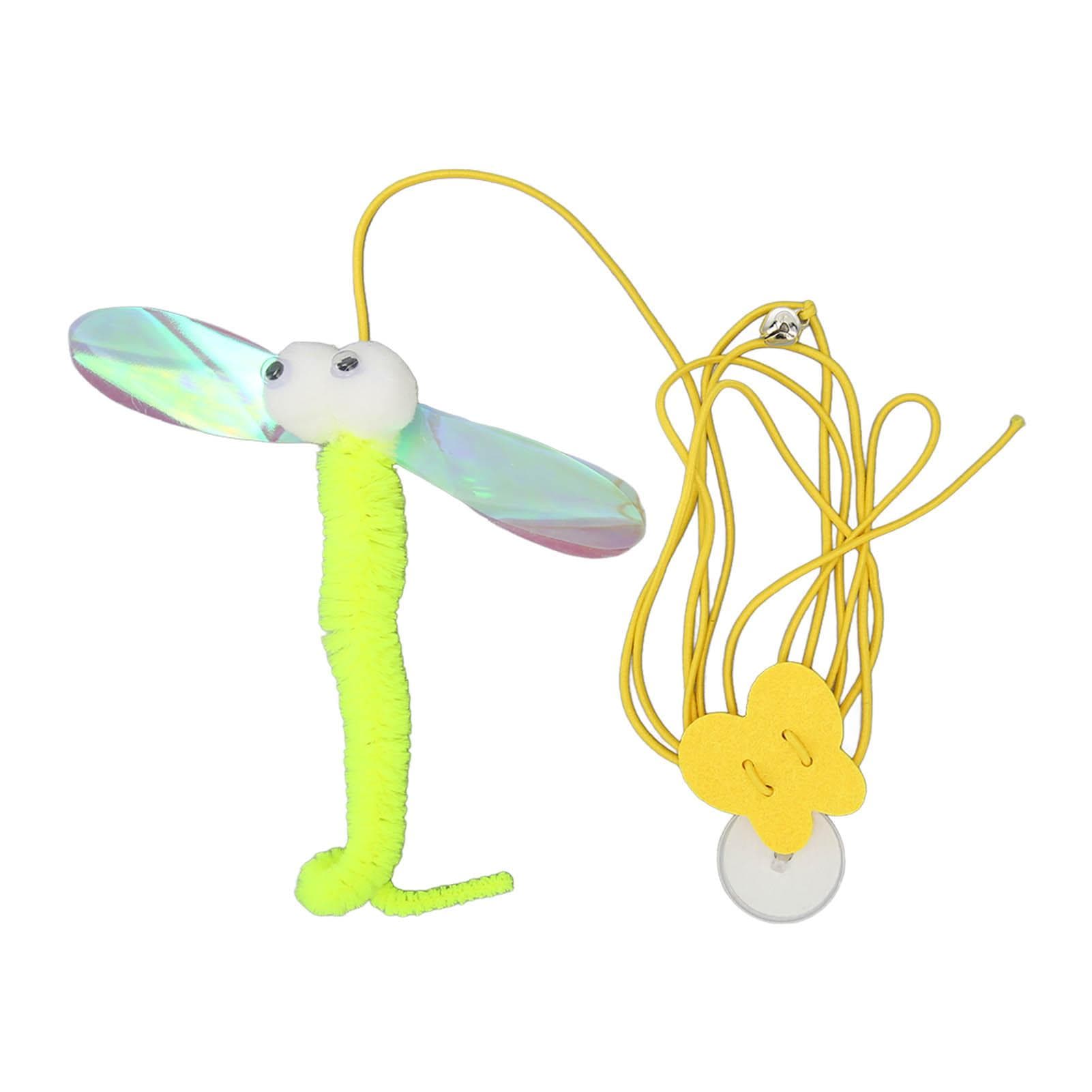 Self Play Hanging Door Cat Toy Dragonfly Shape Retractable Cat Teasing Toy with Elastic Rope