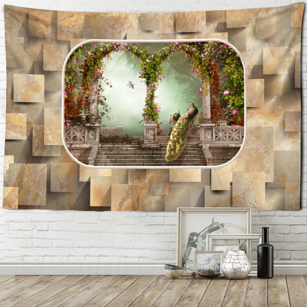 Peacock Wall Landscape Tapestry Wall Mount Bohemian Style Tapiz Mandala Witchcraft Room Bedroom Home Decor 95x70cm