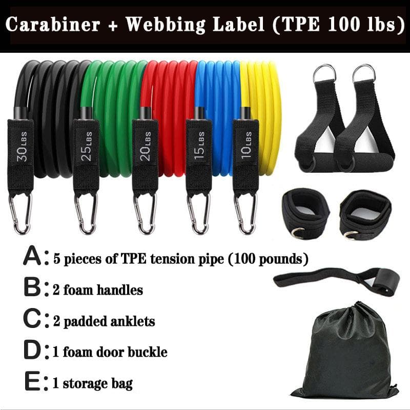 11pcs Resistance Bands Set Latex Exercise Workout Straps For Home Gym Fitness Yoga & Pilates