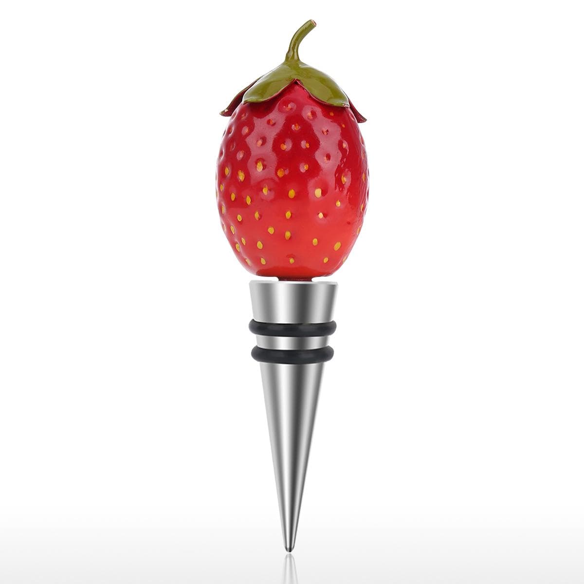 Tooarts Strawberry Stopper Iron Wine Bottle Stopper Airtight Seal Decorative Strawberry Cork Modern red